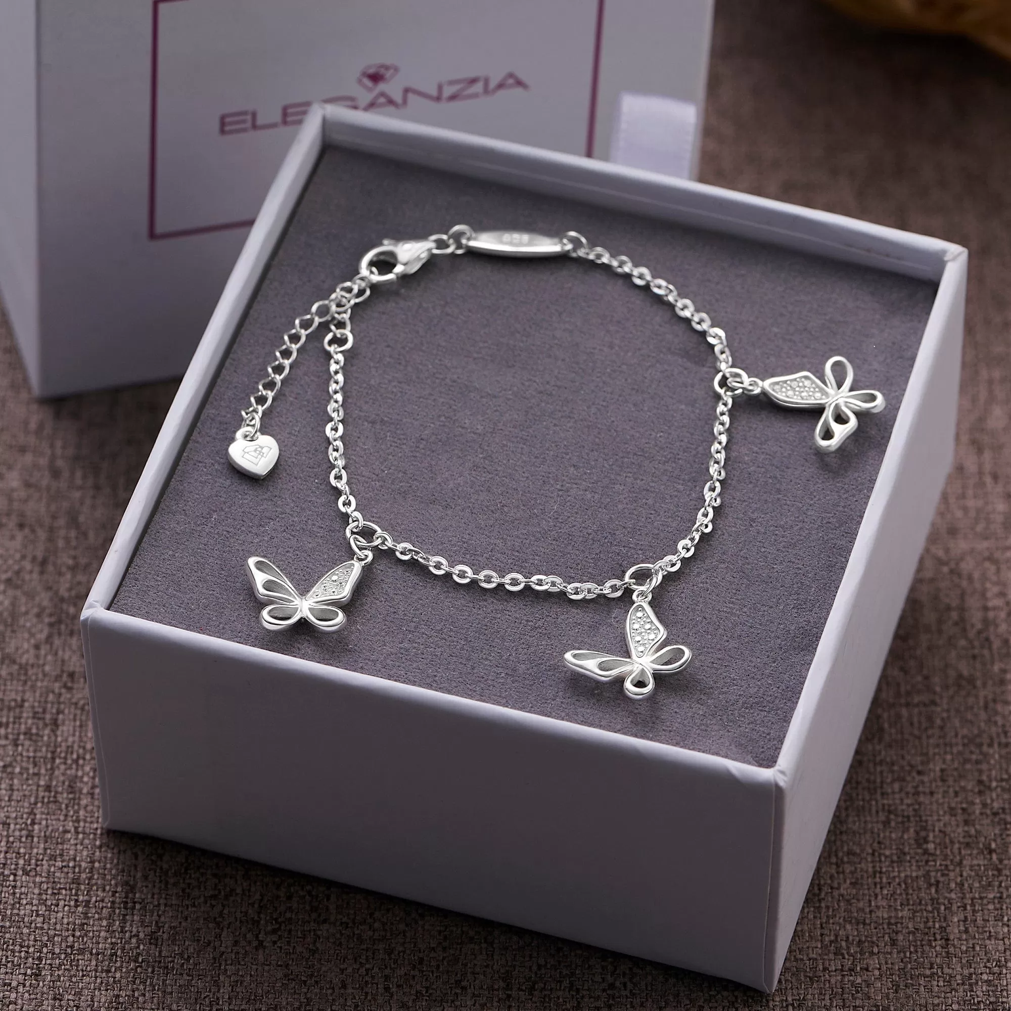 CZ Open Wings Butterfly Bracelet Sterling Silver