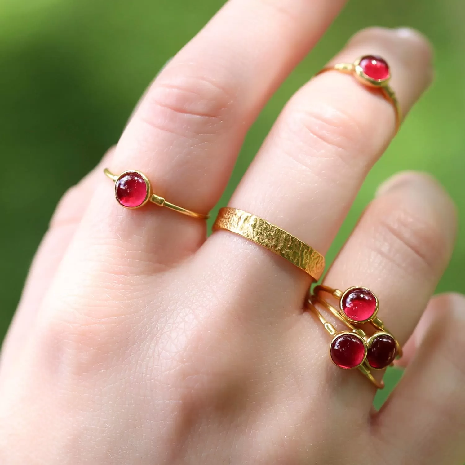 Dainty Ruby Ring, Created Ruby, Gold Minimalist Ring, Simple Ruby Engagement Ring, July Birthstone Ring, Stackable Zodiac Ring, • 24k Dip