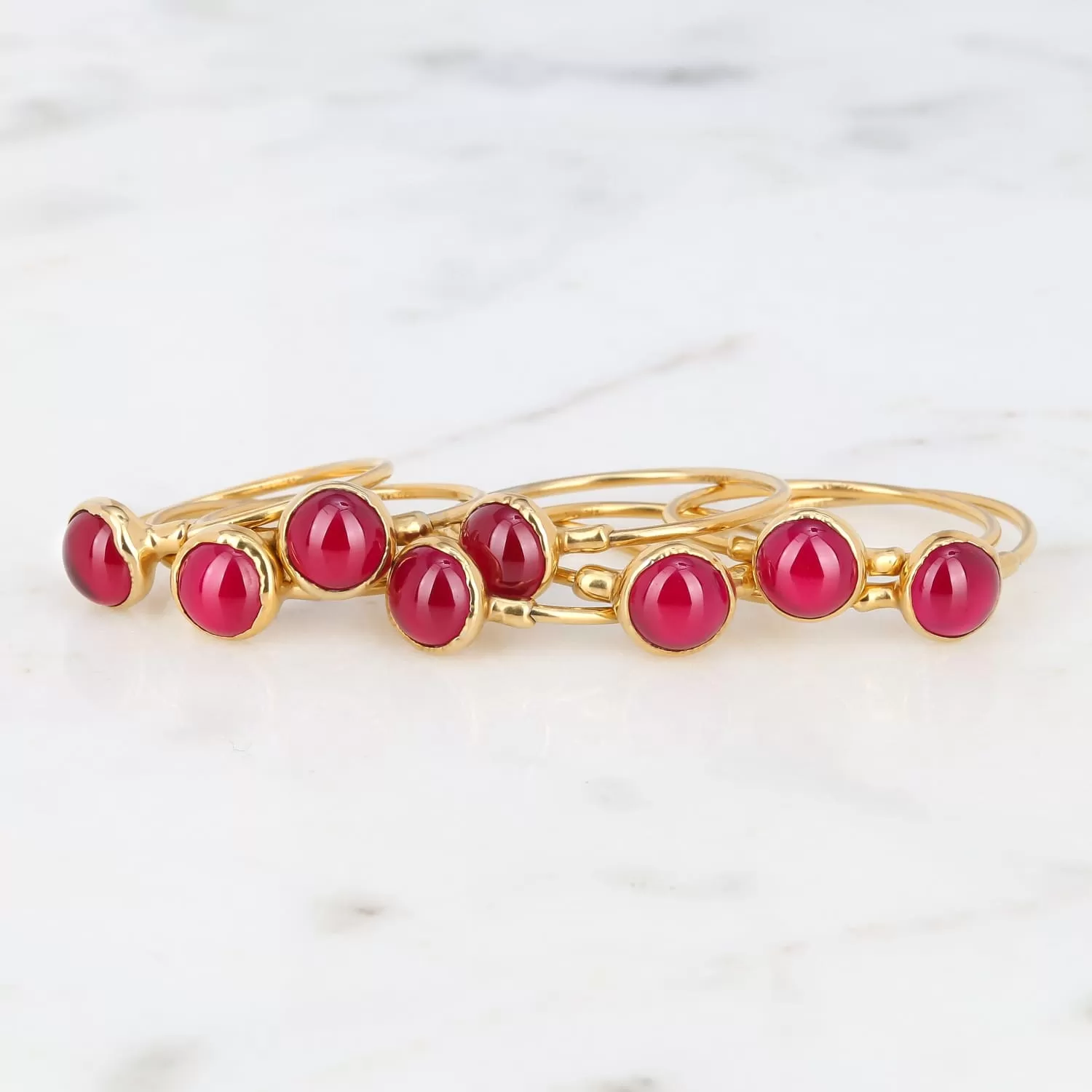 Dainty Ruby Ring, Created Ruby, Gold Minimalist Ring, Simple Ruby Engagement Ring, July Birthstone Ring, Stackable Zodiac Ring, • 24k Dip