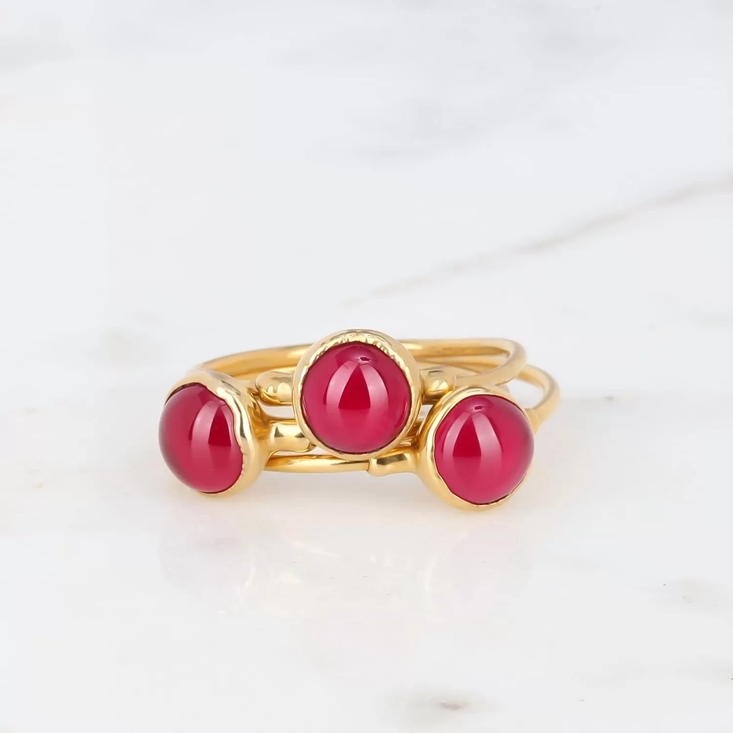 Dainty Ruby Ring, Created Ruby, Gold Minimalist Ring, Simple Ruby Engagement Ring, July Birthstone Ring, Stackable Zodiac Ring, • 24k Dip