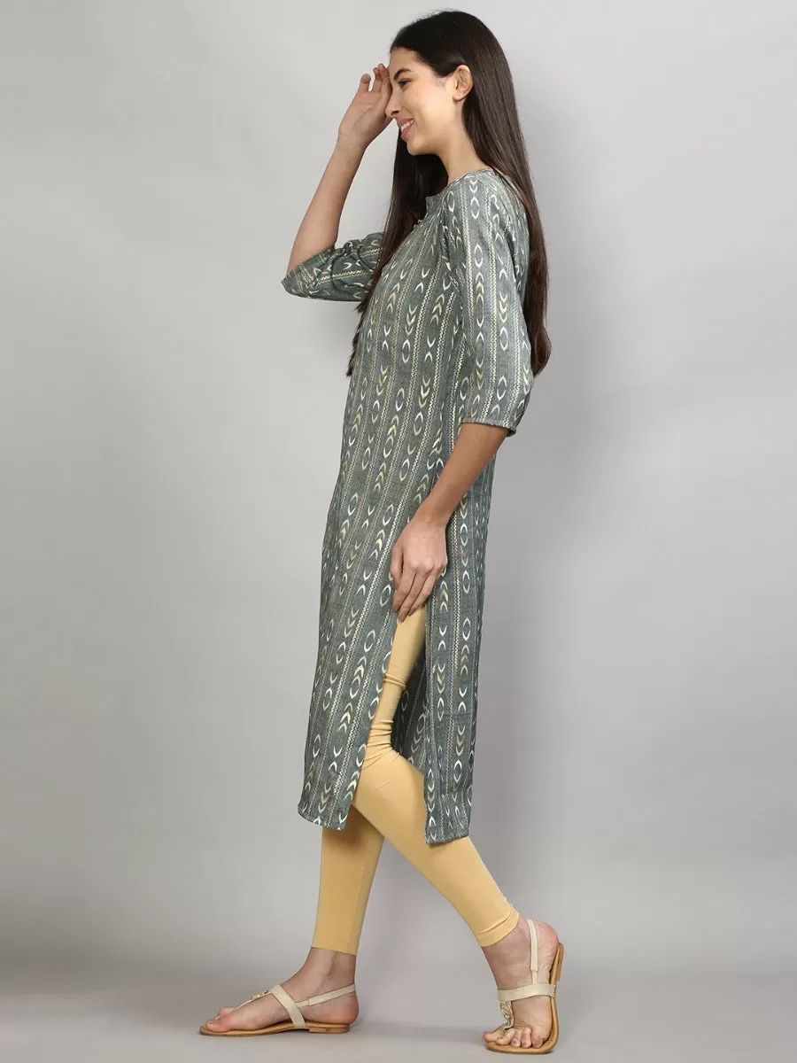 Dazzling Dark Green Geometric Printed Kurta