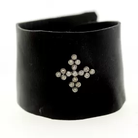 Diamond Greek Cross Leather Bracelet