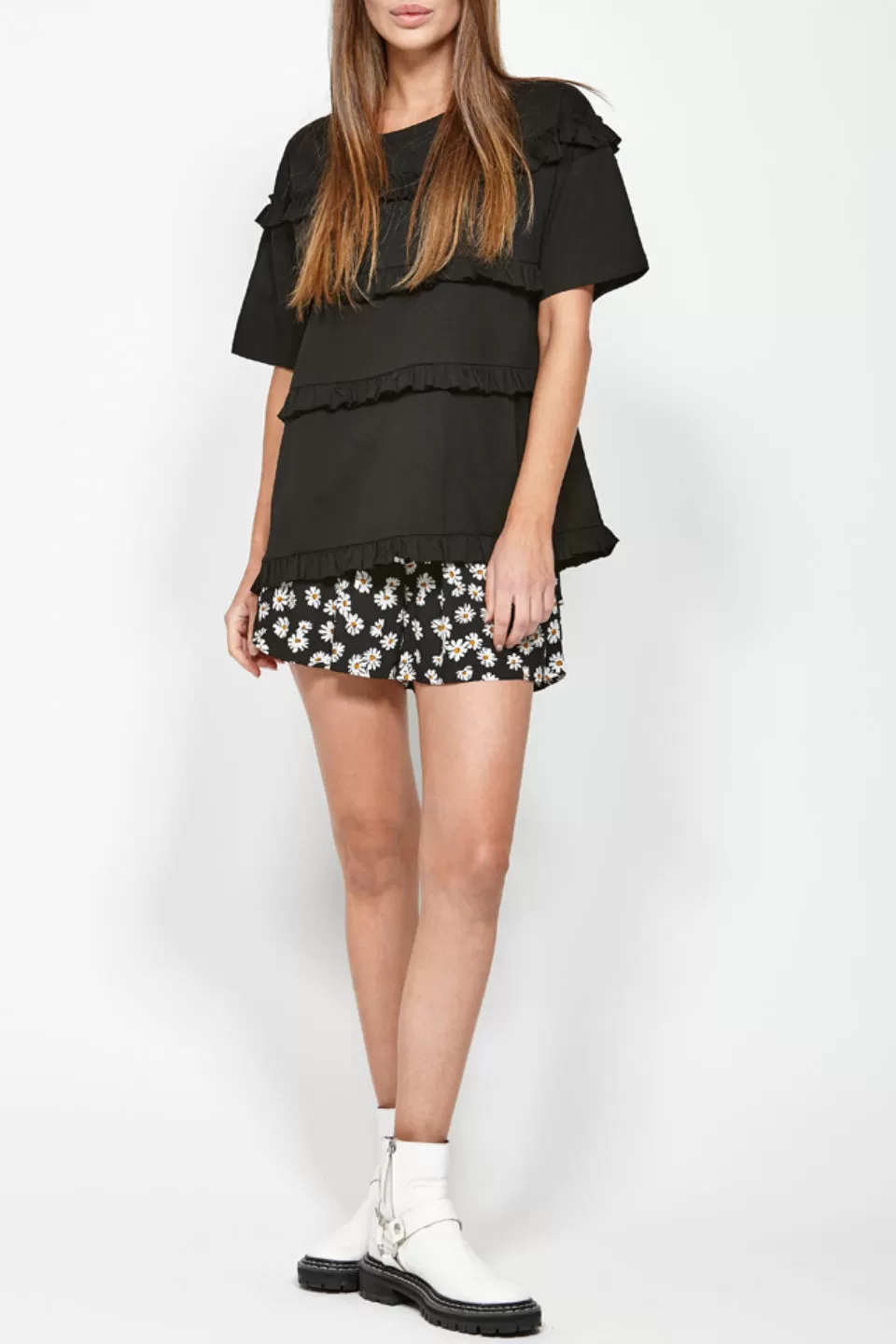 Direct Black Ruffle Tee