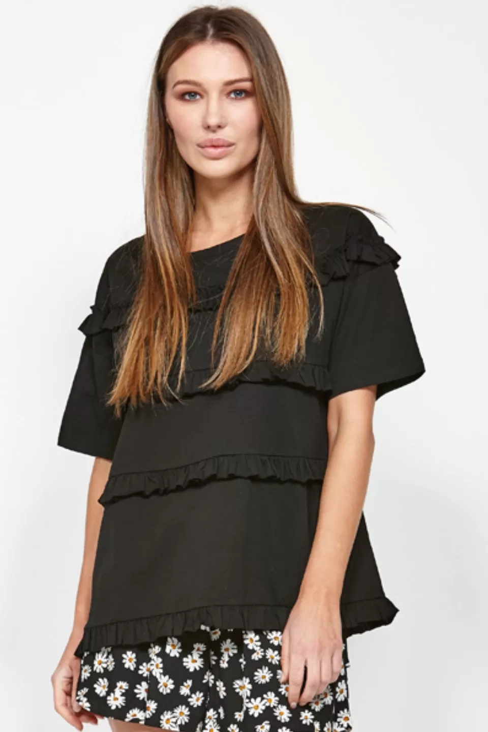 Direct Black Ruffle Tee