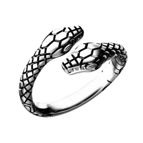 Double Head Snake Stainless Steel Adjustable Open Ring