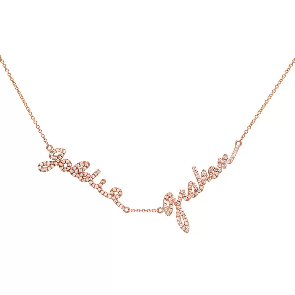 Double Name Custom Signature Necklace With Diamonds