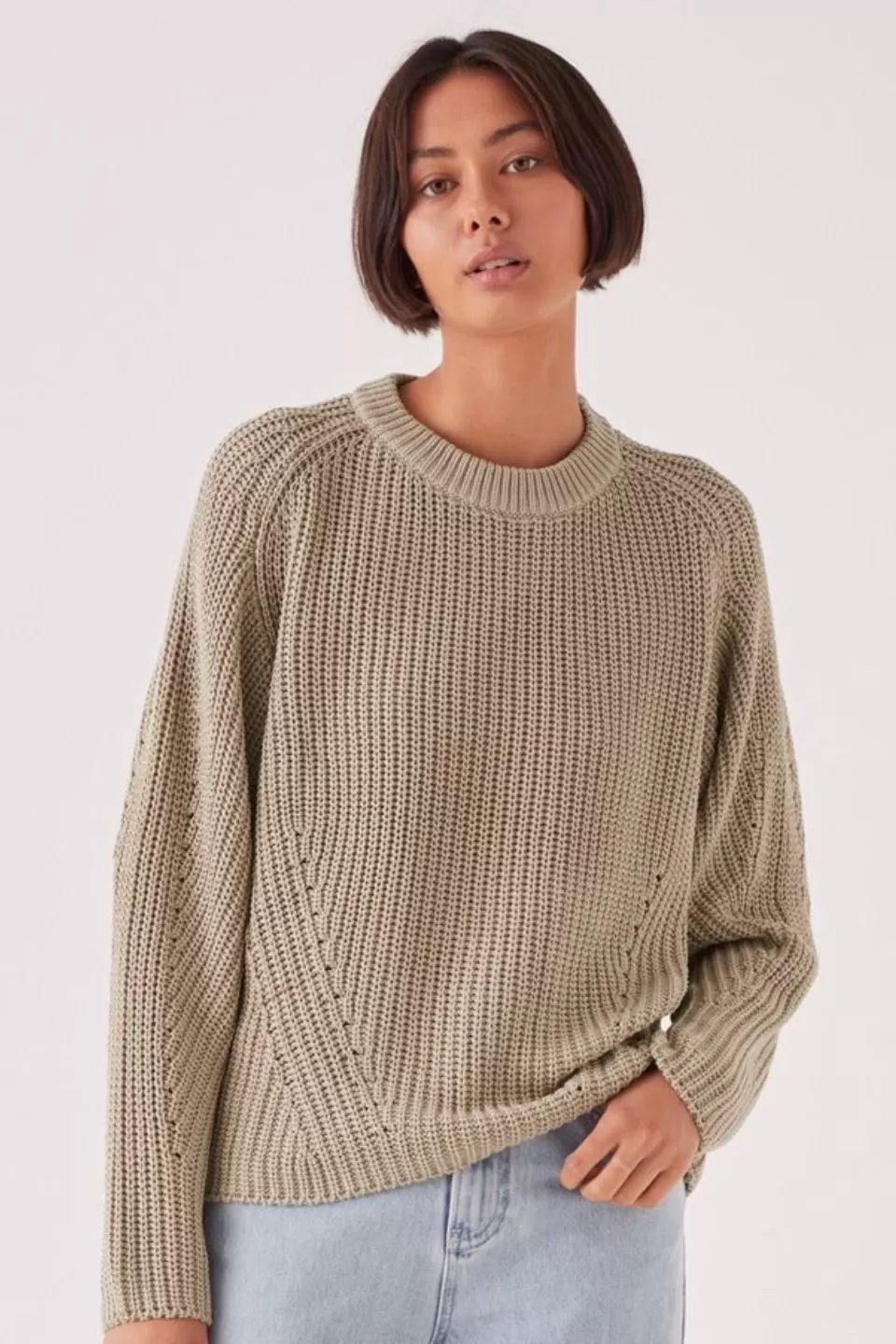 Dyan Washed Khaki Chunky Knit