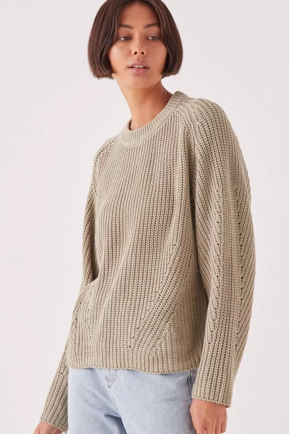 Dyan Washed Khaki Chunky Knit