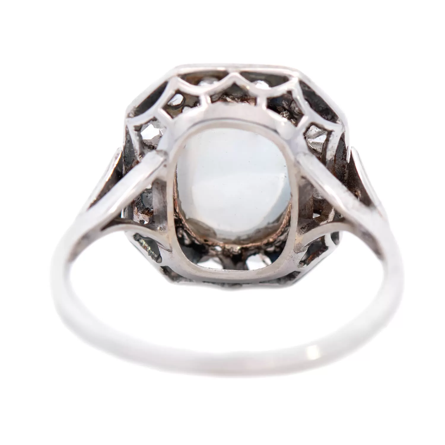 Edwardian 18k Moonstone and Diamond Ring