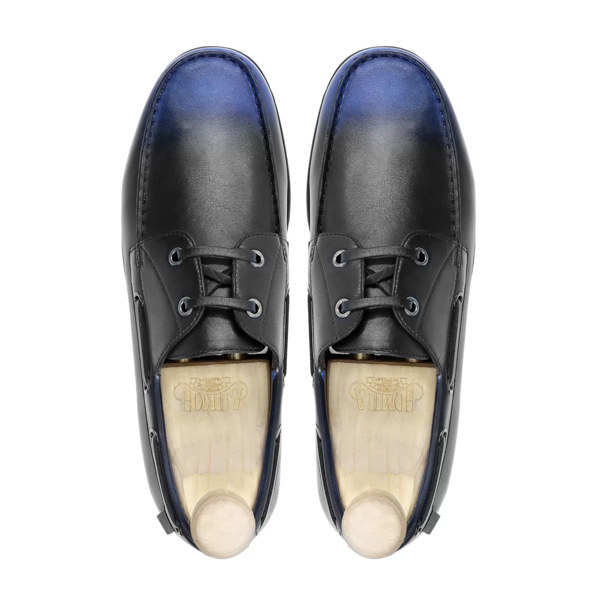 Elblag - Men's Black And Blue Calf Leather Derby Shoe