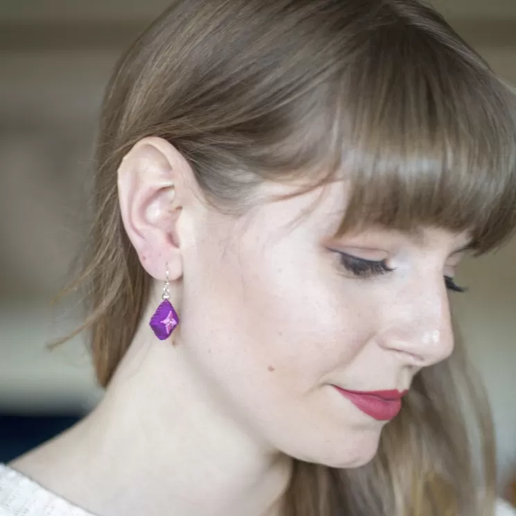 Embroidered Silk Earrings - Light Blue