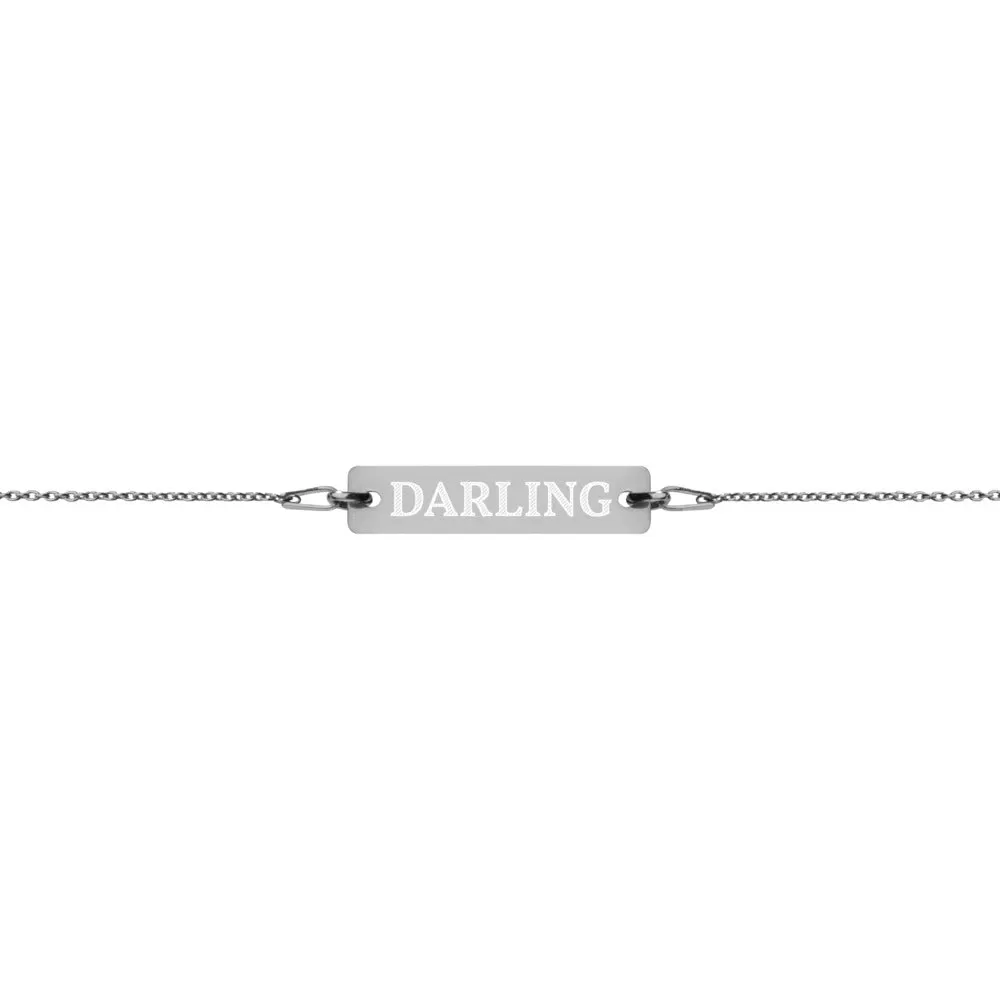 Engraved Silver Bar Chain Bracelet