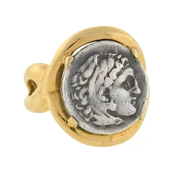 Estate 18kt & Silver Ancient Roman Style Coin Ring