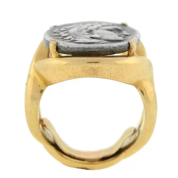 Estate 18kt & Silver Ancient Roman Style Coin Ring