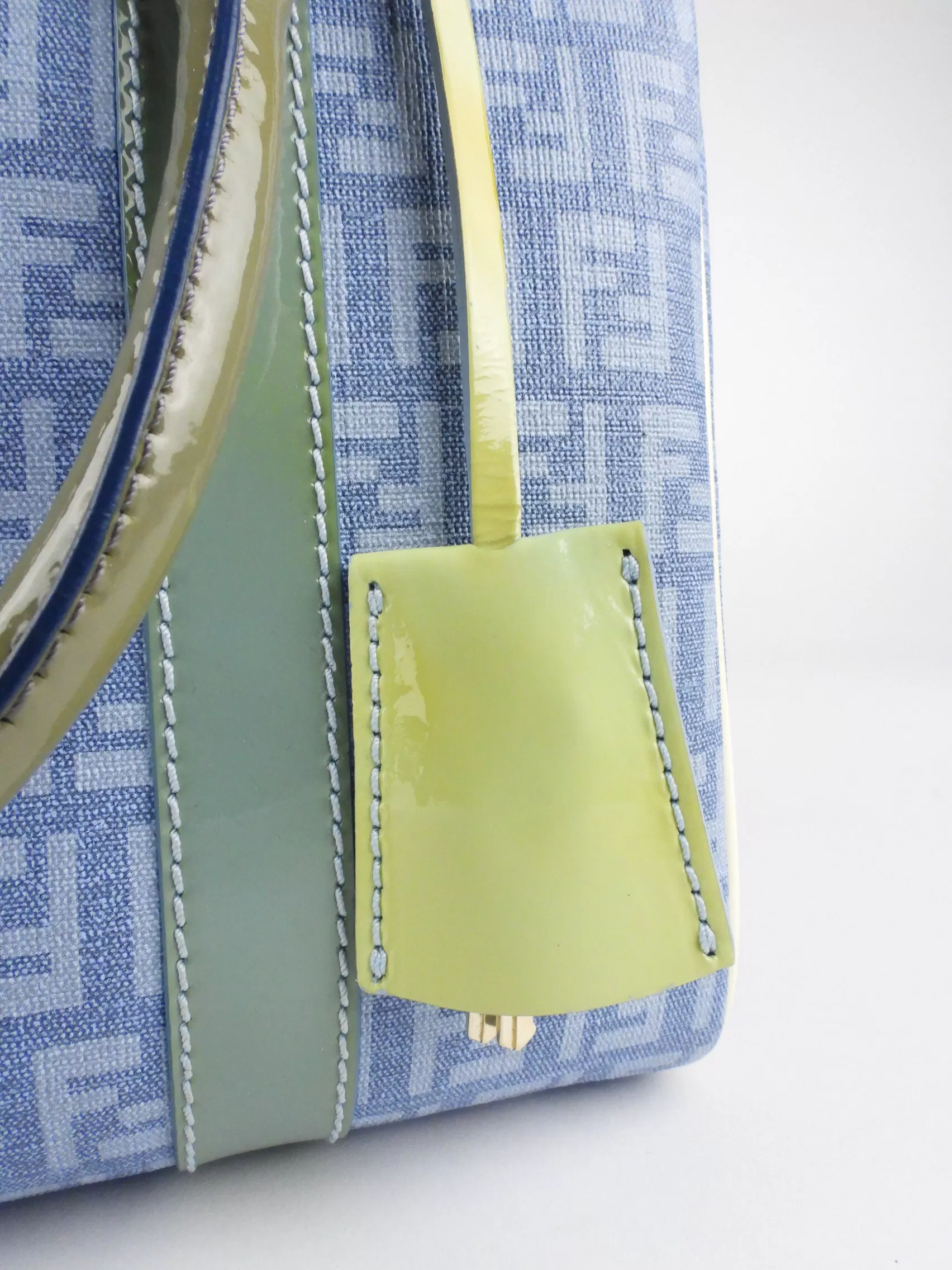 Fendi Sky Blue Forever Zucca Coated Canvas Boston Bag