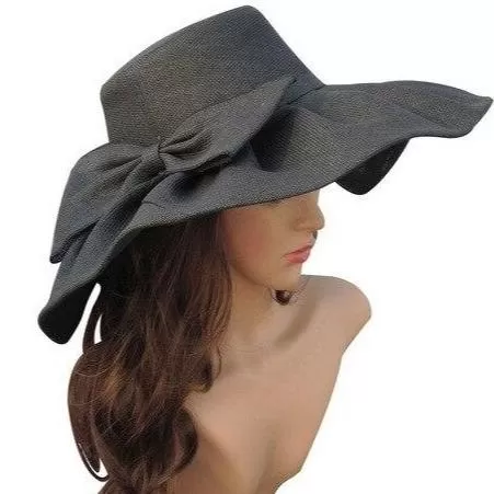 Floppy Wide Brim Linen Sun Hat with Bow