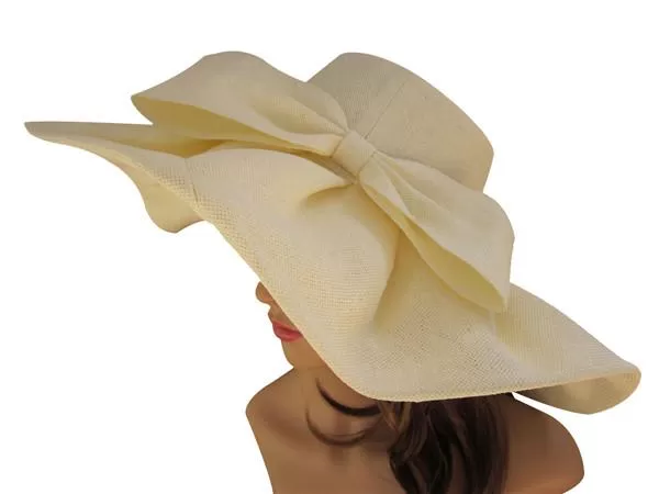 Floppy Wide Brim Linen Sun Hat with Bow