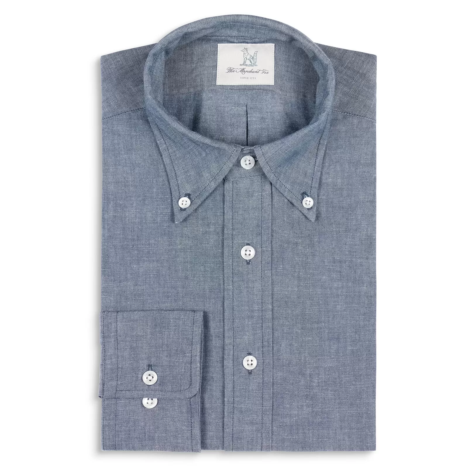 Fox Light Chambray Blue Button-Down Casual Shirt