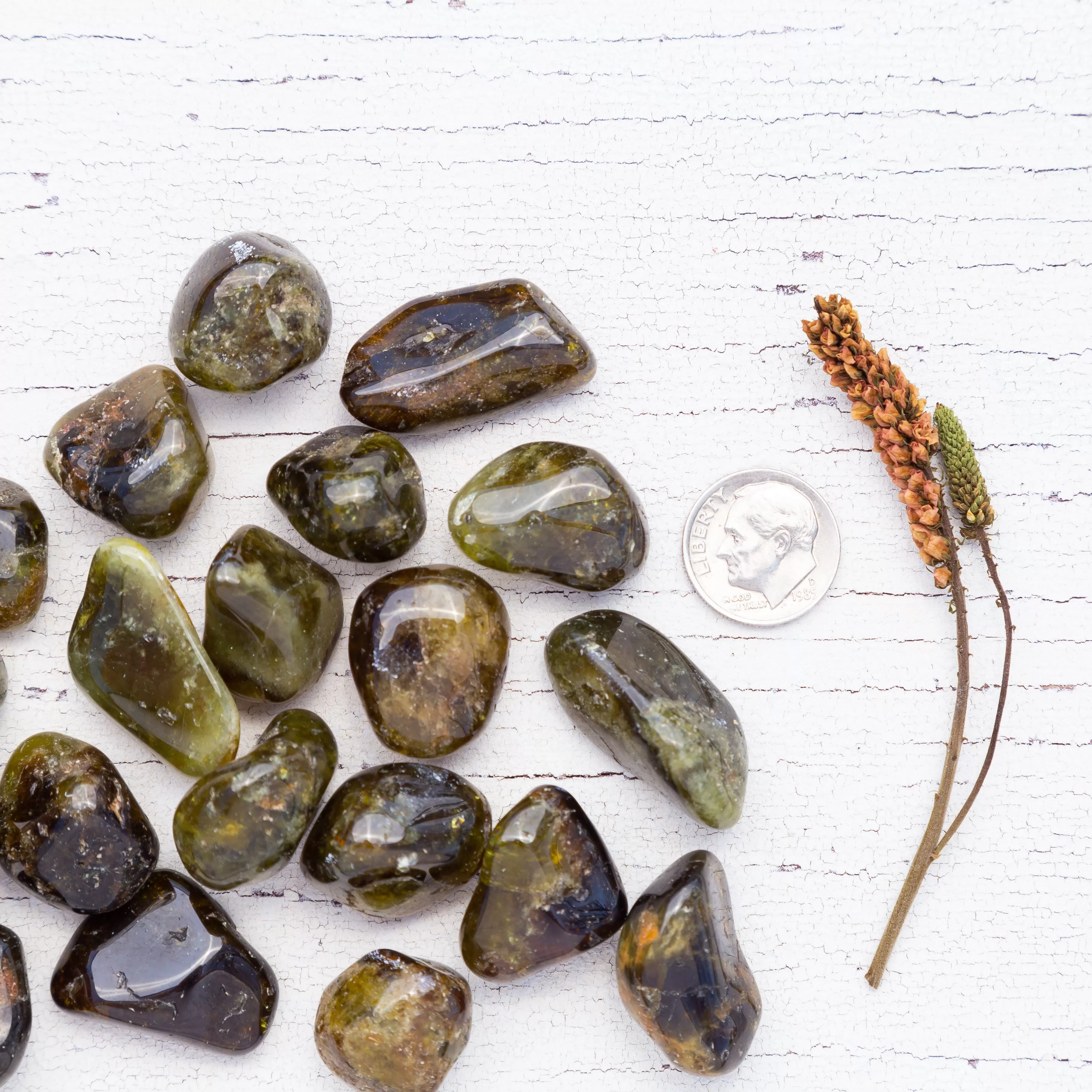 Garnet - Grossular, Green, A Grade, Tumbled