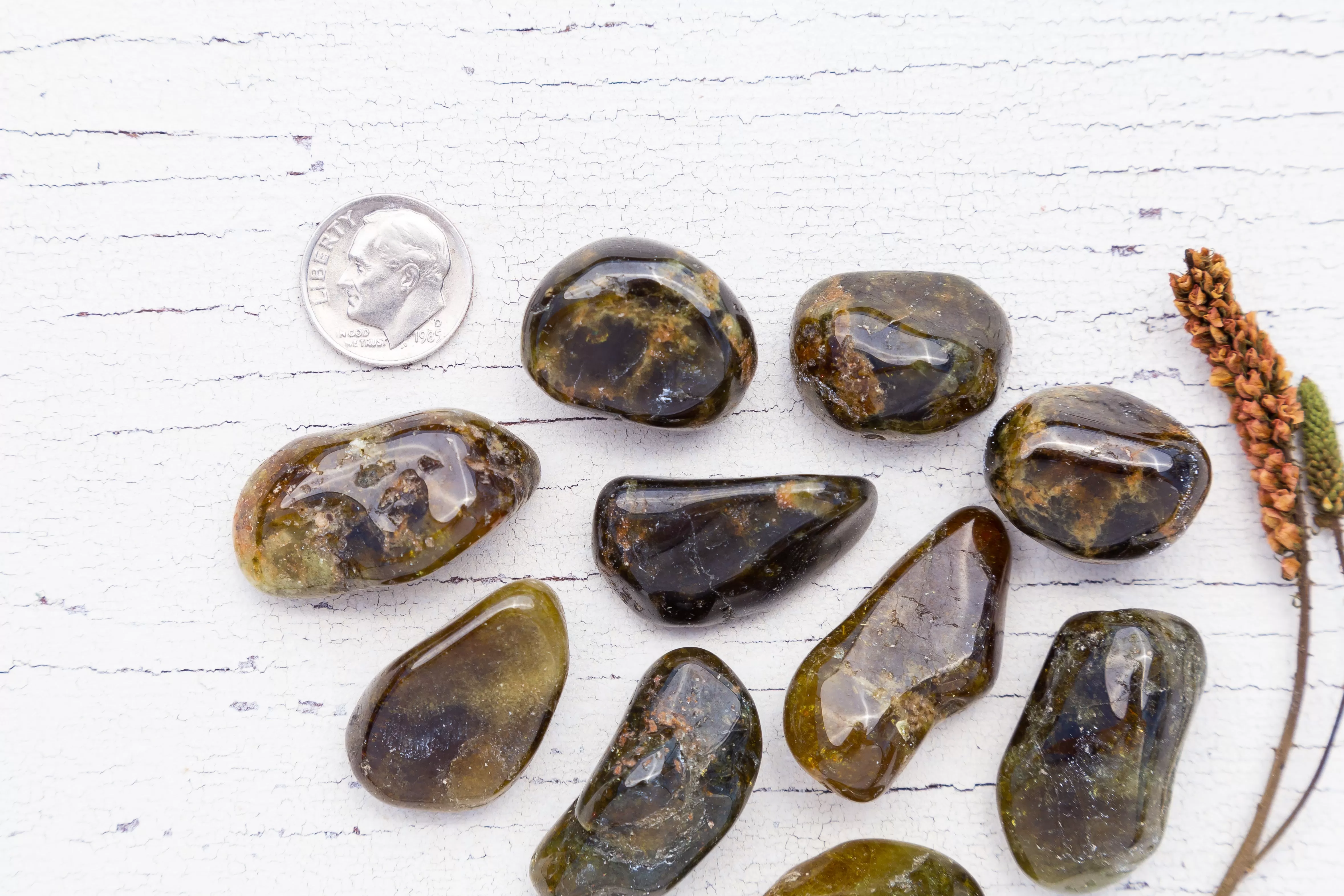 Garnet - Grossular, Green, A Grade, Tumbled