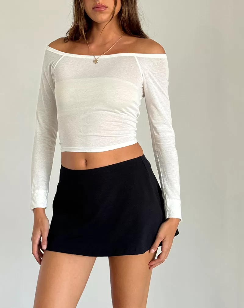 Gavya Long Sleeve Bardot Top in Off White