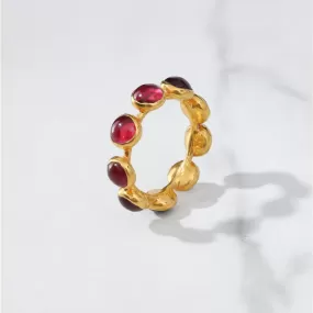 Glowing Ruby Ring • Full Eternity Band • Gold Filled • Genuine Ruby July Birthstone • Perfect Thumb Ring • Cool Handmade Whimsigoth Jewelry