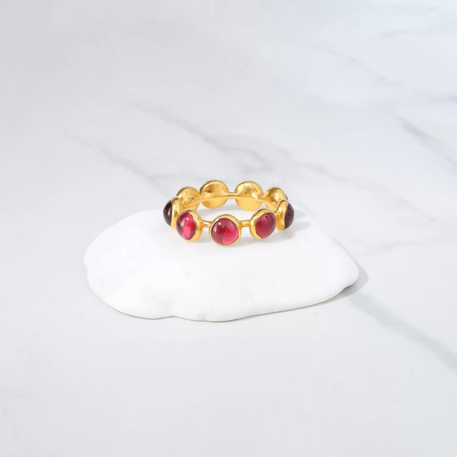 Glowing Ruby Ring • Full Eternity Band • Gold Filled • Genuine Ruby July Birthstone • Perfect Thumb Ring • Cool Handmade Whimsigoth Jewelry