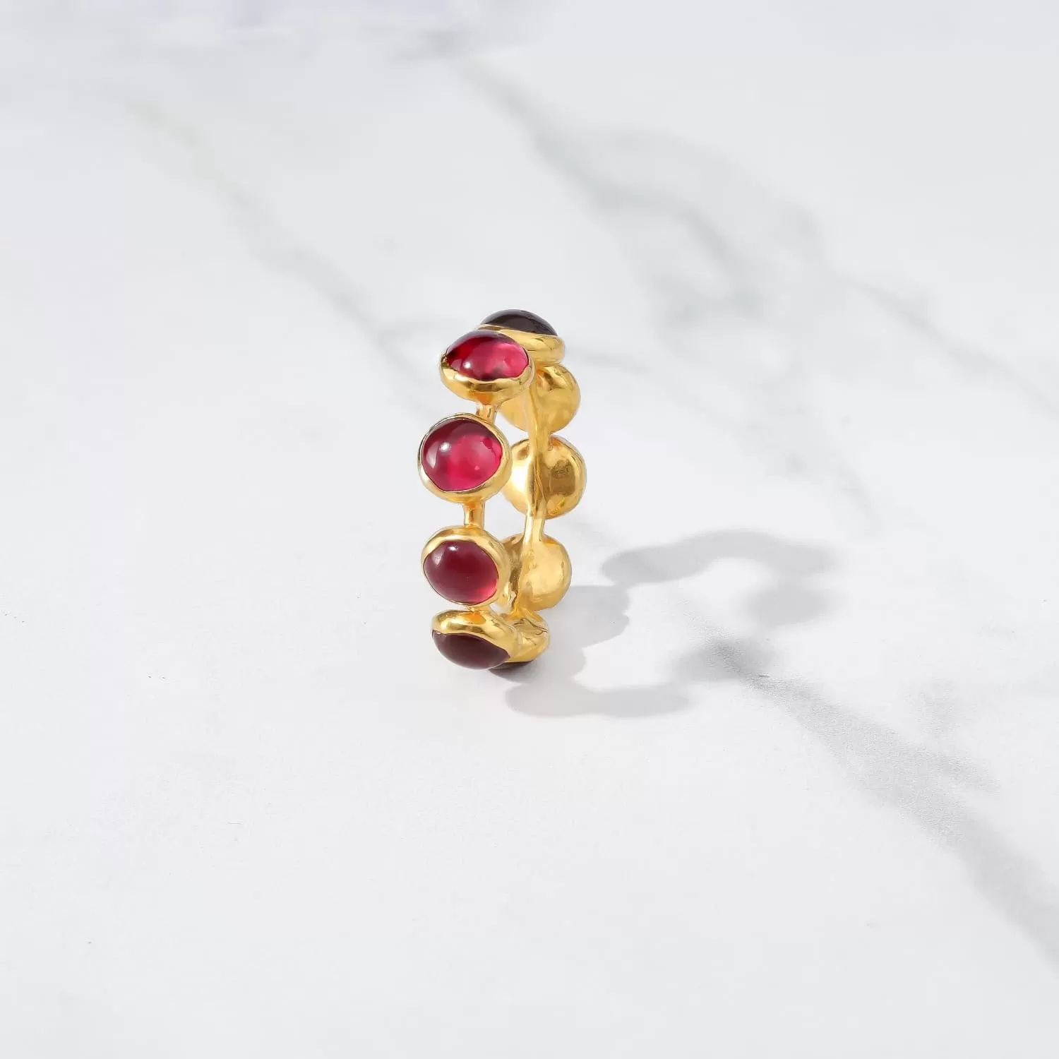 Glowing Ruby Ring • Full Eternity Band • Gold Filled • Genuine Ruby July Birthstone • Perfect Thumb Ring • Cool Handmade Whimsigoth Jewelry