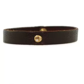 Gold Diamond Disc Leather Bracelet