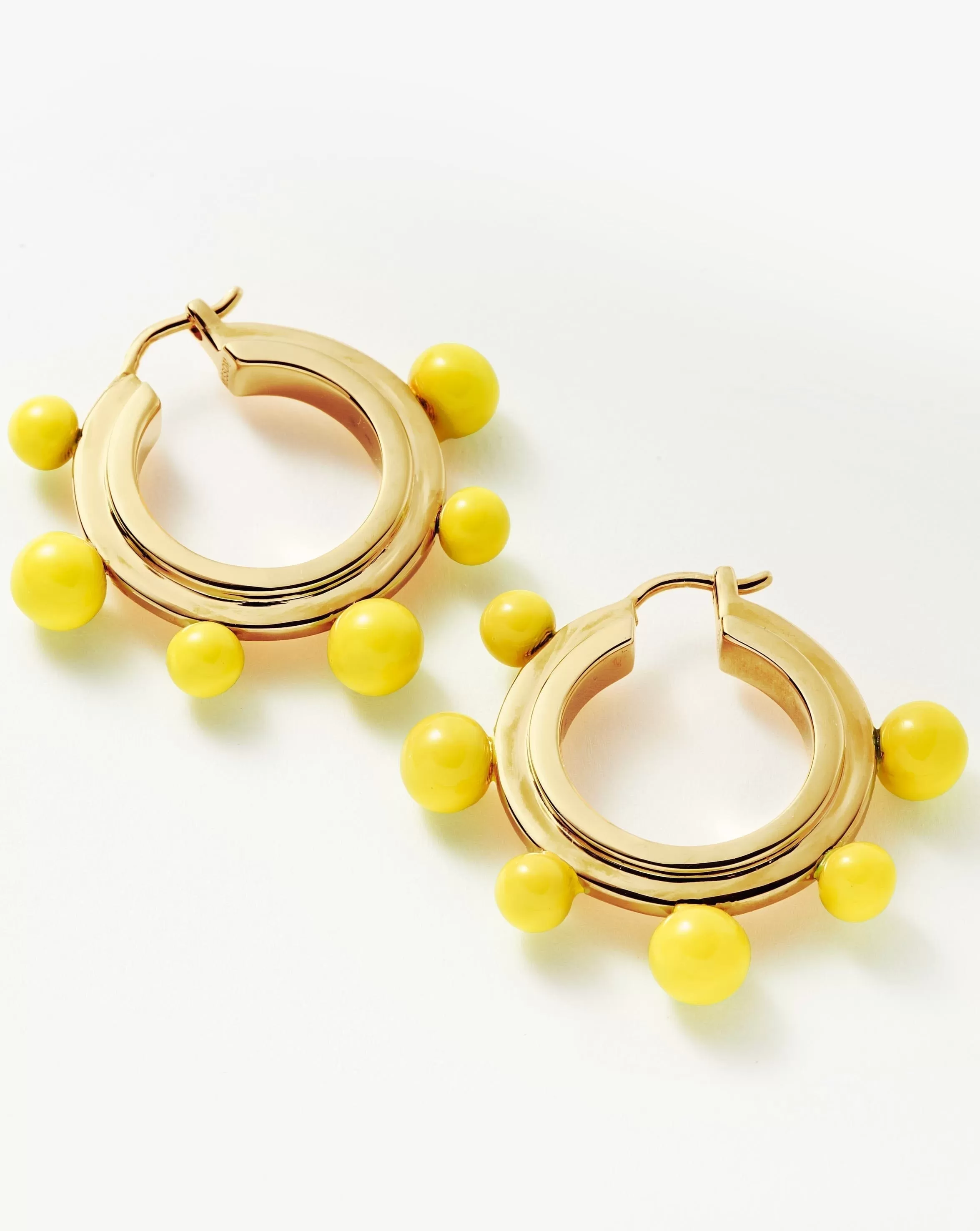 Good Vibes Neon Enamel Sphere Medium Hoop Earrings | 18ct Gold Plated/Lemon Yellow