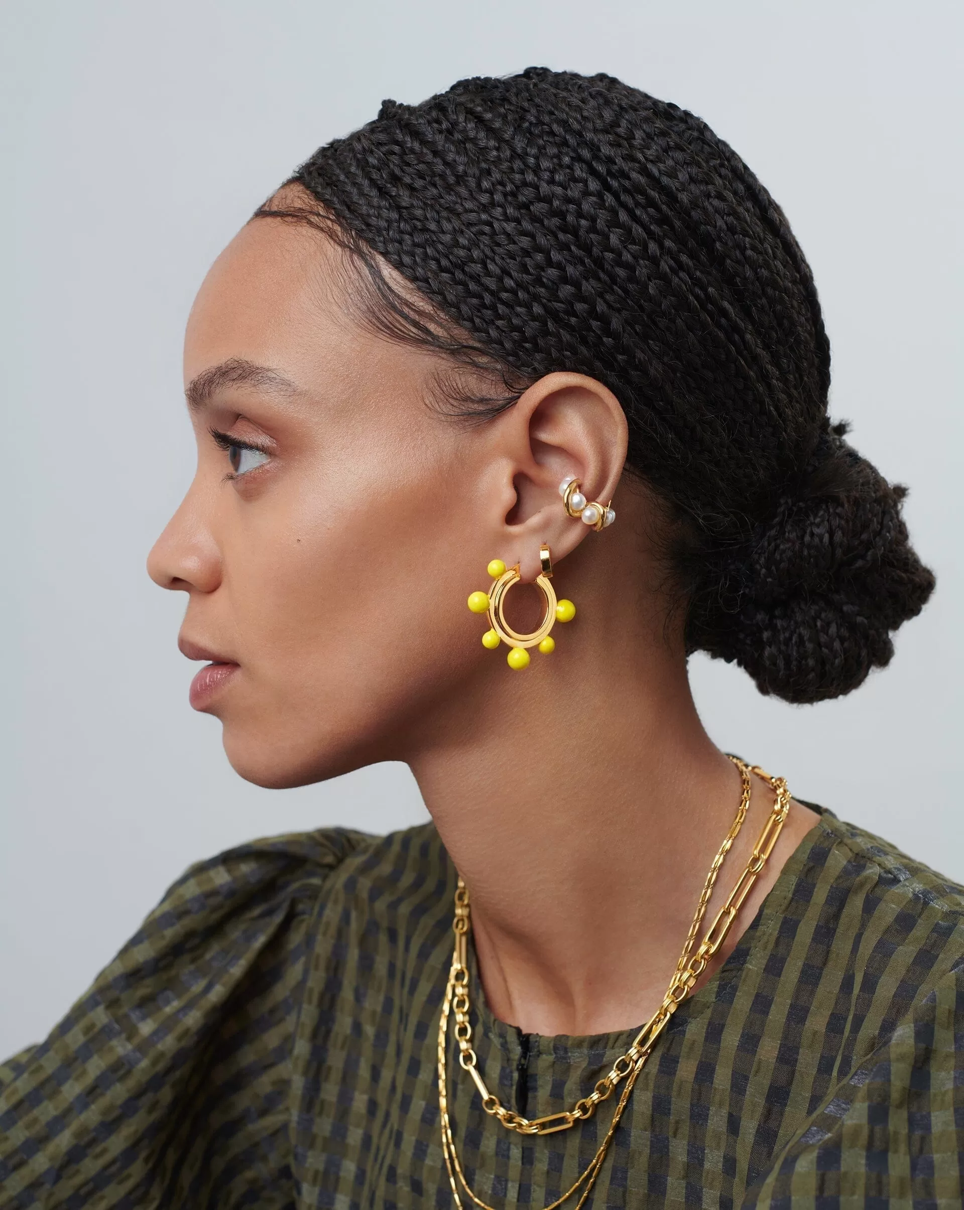 Good Vibes Neon Enamel Sphere Medium Hoop Earrings | 18ct Gold Plated/Lemon Yellow