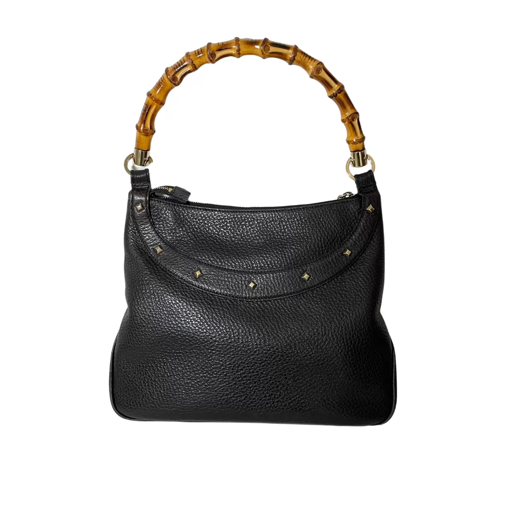 Gucci Black Pebbled Leather Bamboo Top Handle Bag | Gently Used |