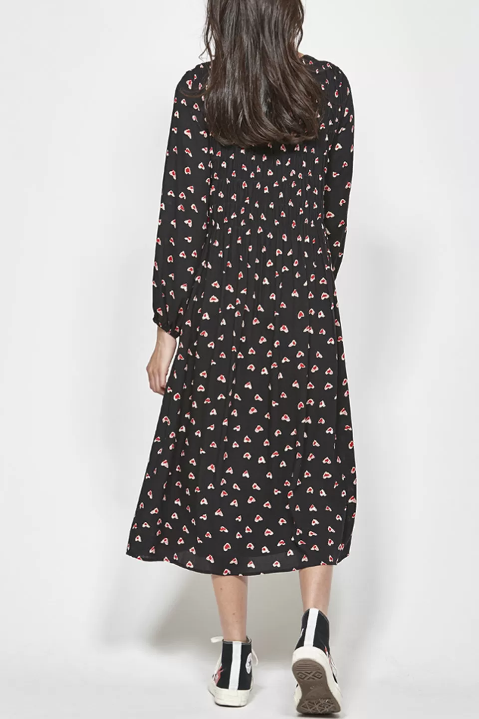 Hanker Black Floral Print LS Dress