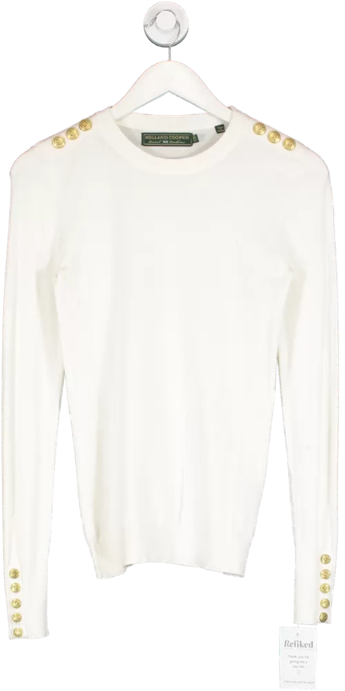 Holland Cooper Cream Button Detail Jumper UK XS