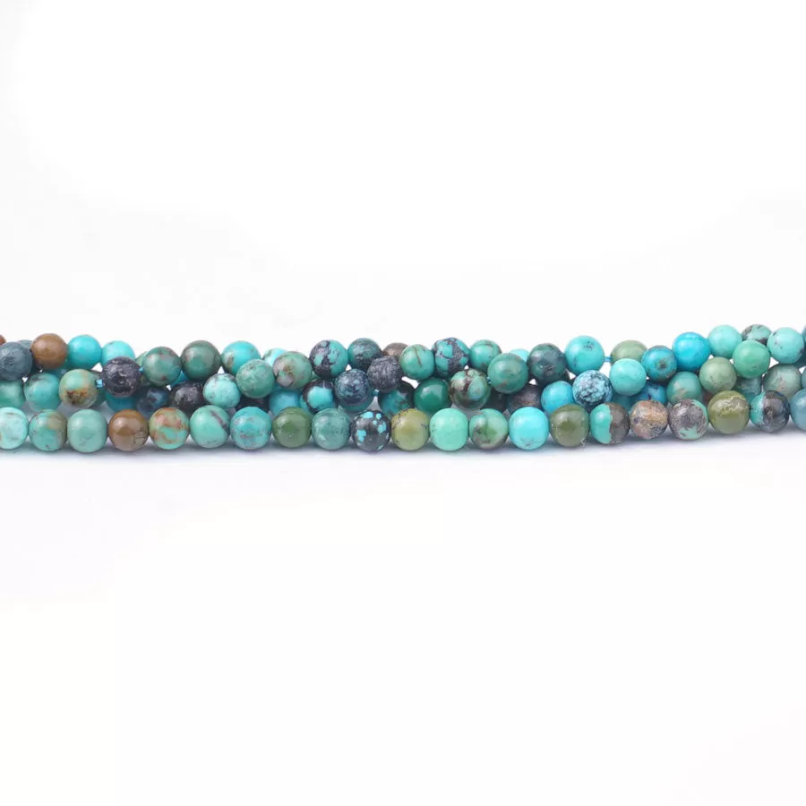 Hubei Turquoise 3mm Round Matrix AA Grade - Limited Editions - 15-16 inch