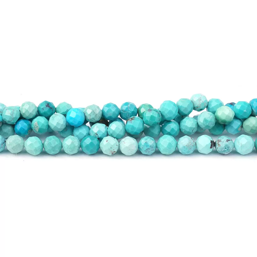 Hubei Turquoise 5mm Blue Green Round Faceted AA Grade - 15-16 Inch