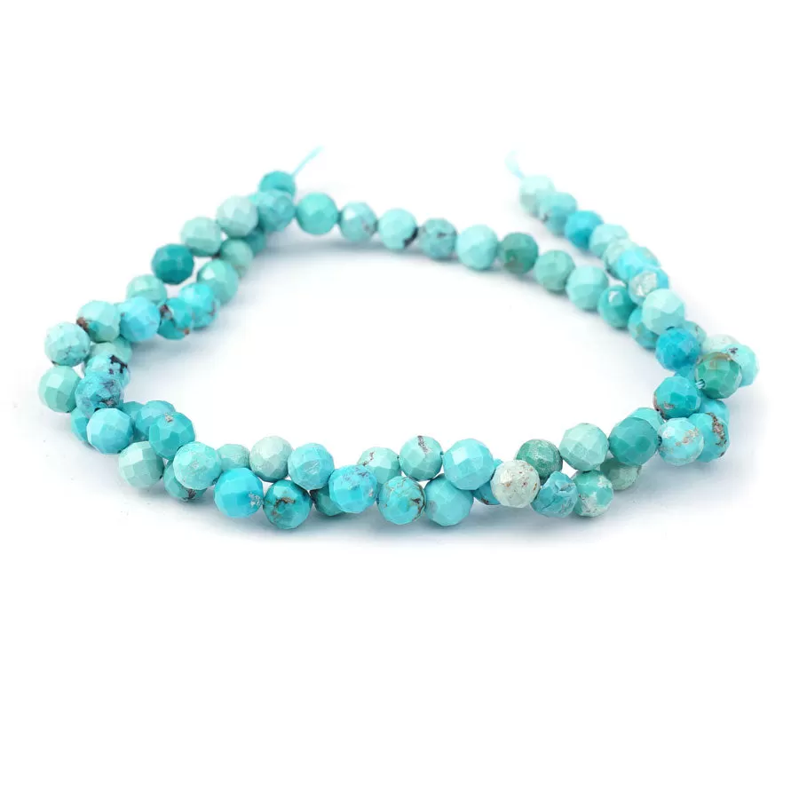 Hubei Turquoise 5mm Blue Green Round Faceted AA Grade - 15-16 Inch