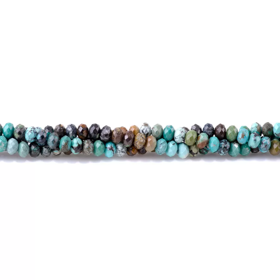 Hubei Turquoise Faceted Blue/Brown/Black 4x6mm Rondelle Faceted - 15-16 Inch