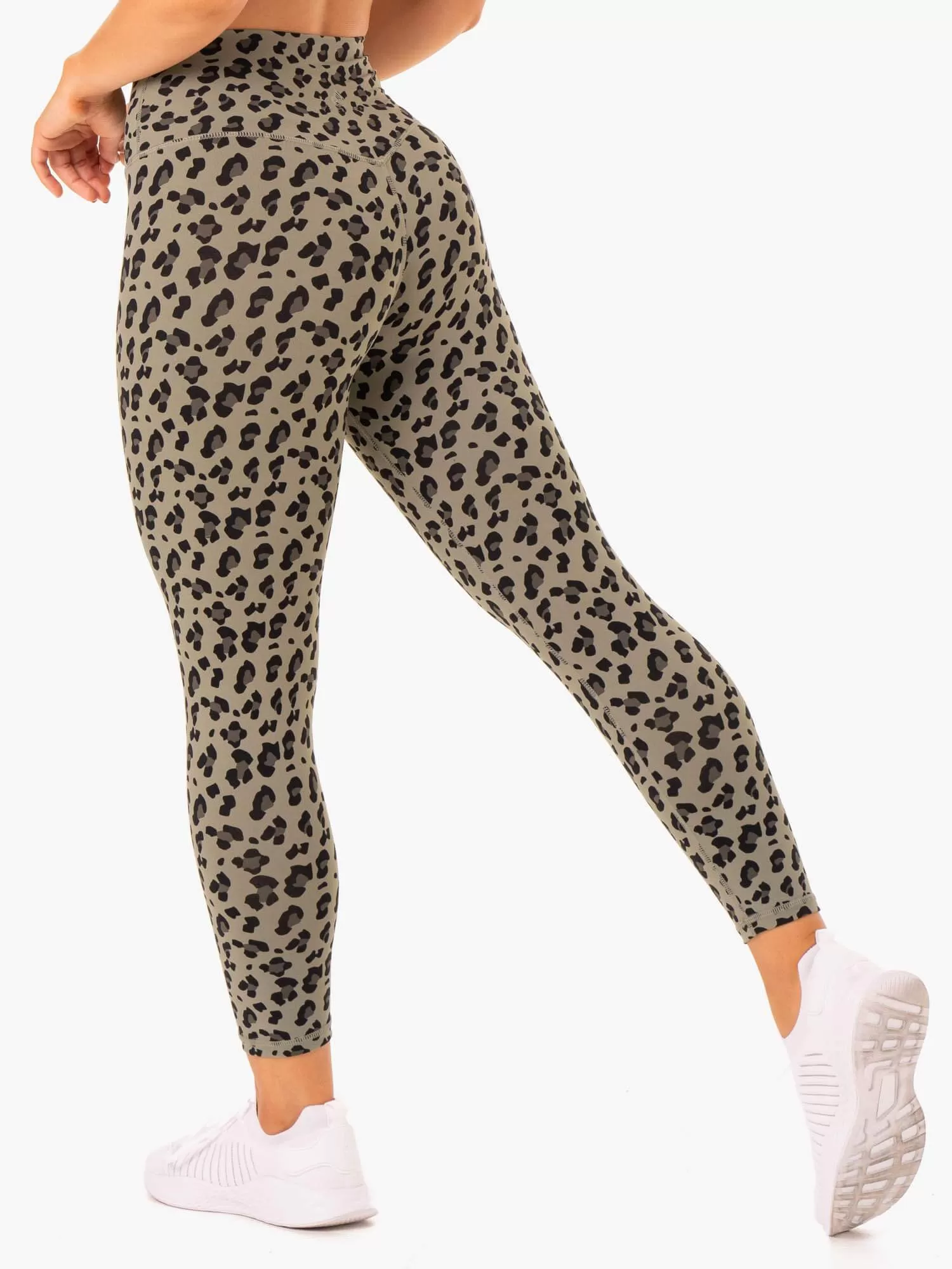 Hybrid Full Length Leggings - Khaki Leopard