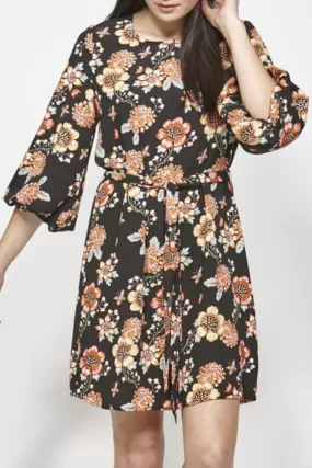 Idyllic Black Floral Shift Dress