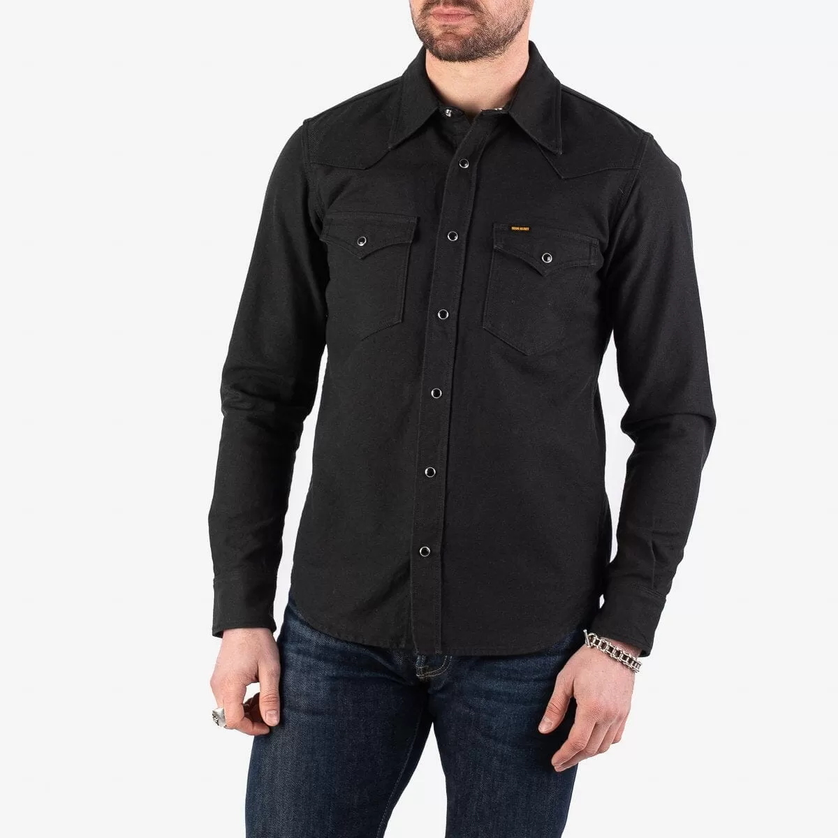 Iron Heart - IHSH-235-BLK - 13oz Military Serge Western Shirt - Black