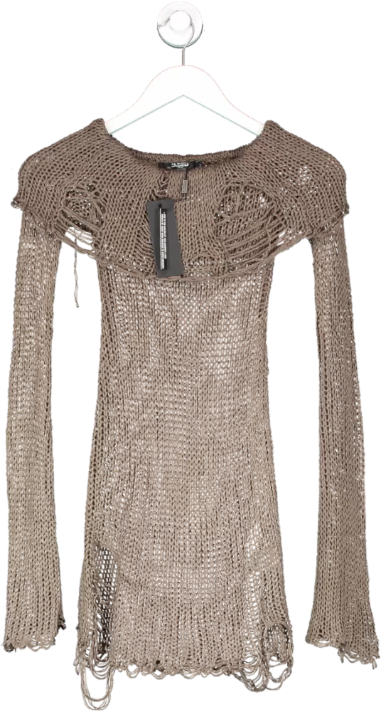 Jaded London Brown Knit Off The Shoulder Dress UK XS