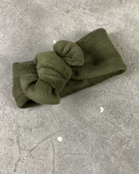 Josie Earmuff Bow – Olive Fleece