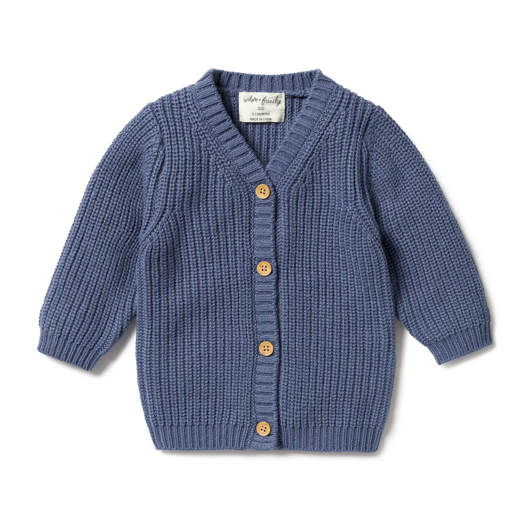 Knitted Button Cardigan, Blue Depths