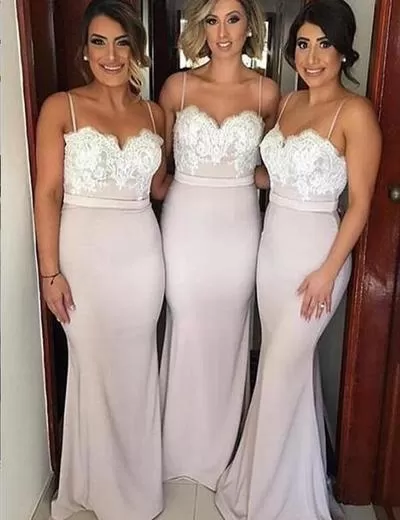 Lace Mermaid Backless Unique Sweetheart Spaghetti Straps Cheap Bridesmaid Dresses