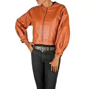 Leather Bomber Jacket Brandy