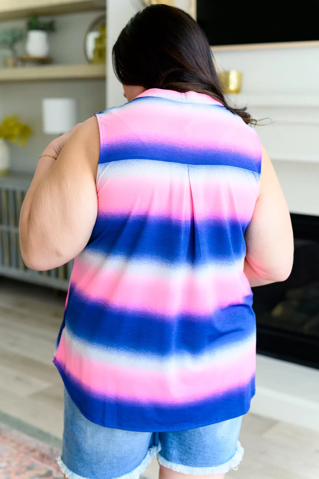 Lizzy Tank Top in Blue and Pink Haze