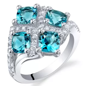 London Blue Topaz Cushion Cut Sterling Silver Ring Size 6