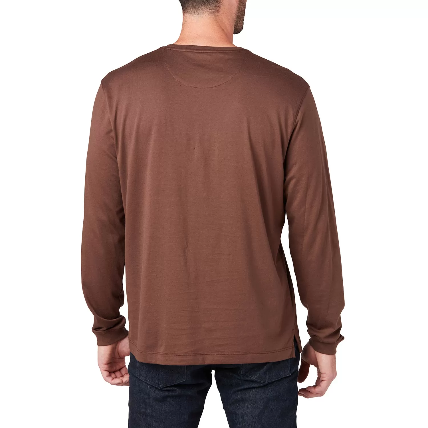 Long Sleeve Pima Cotton Tee :: Dark Brown