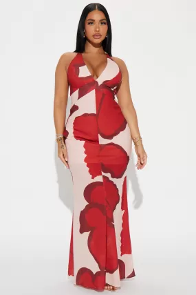 Loving Life Linen Maxi Dress - Red/combo